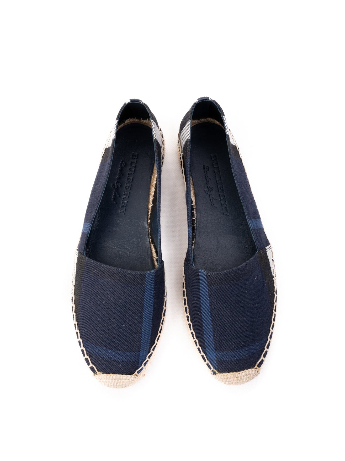 perfect burberry blue plaid espadrilles women size 37.5