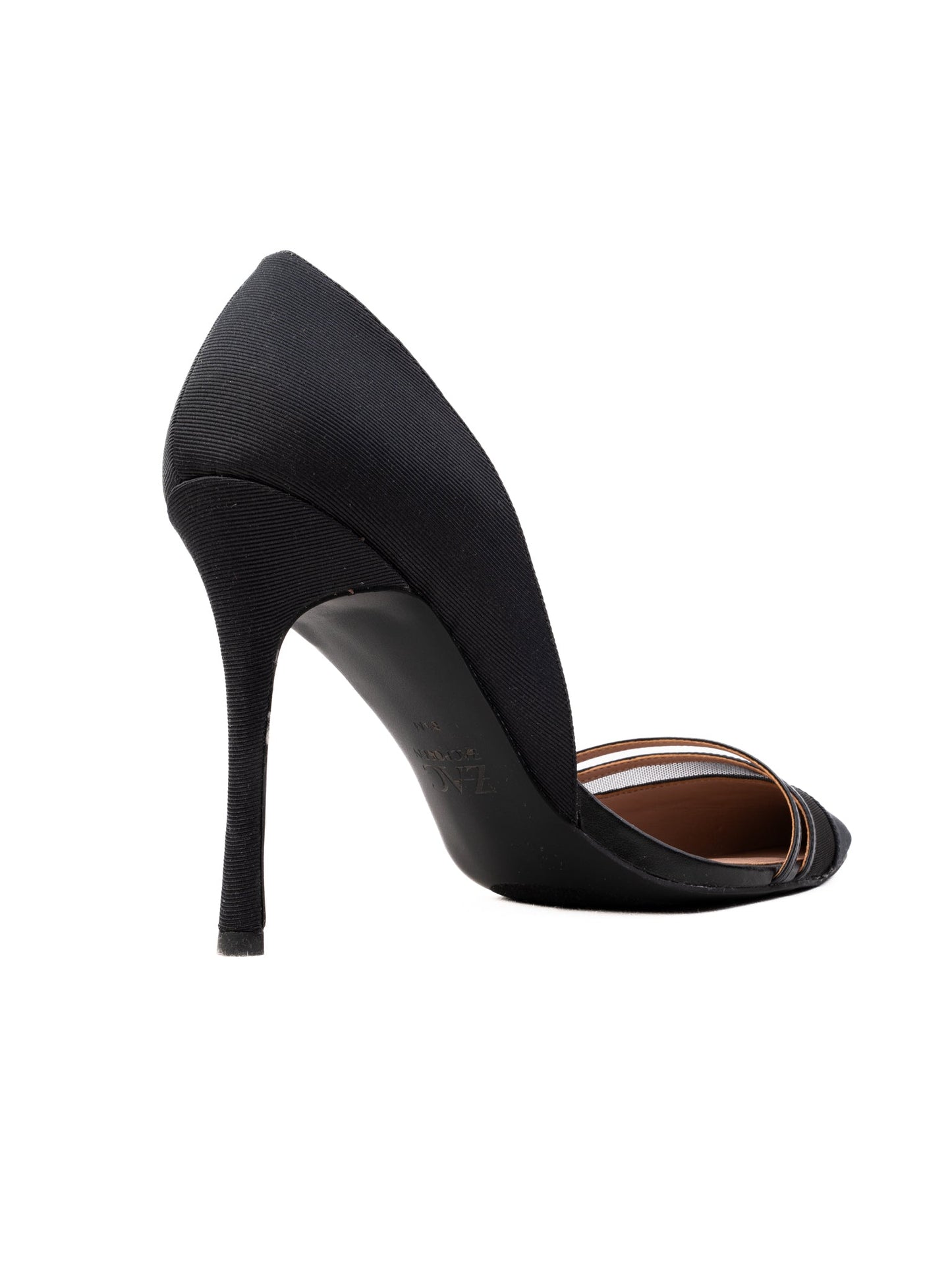 new zac posen high-heeled blue leather shoes with black mesh detail