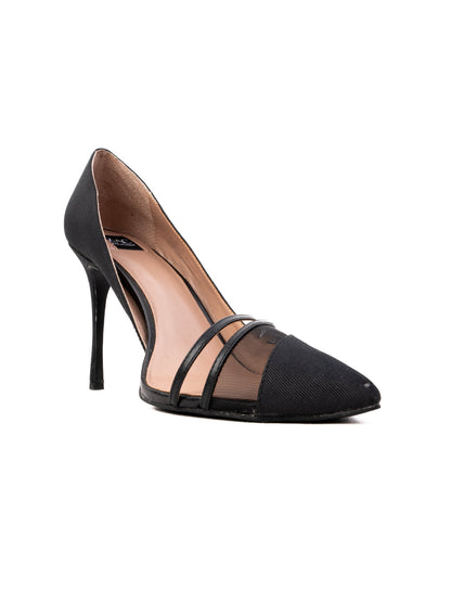 NEW Zac Posen High-Heeled Blue Leather Shoes with Black Mesh Detail