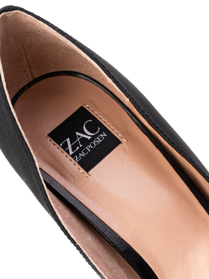 NEW Zac Posen High-Heeled Blue Leather Shoes with Black Mesh Detail