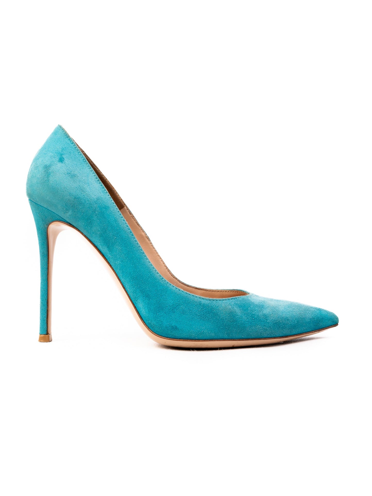 excellent gianvito rossi blue genuine suede stiletto heels