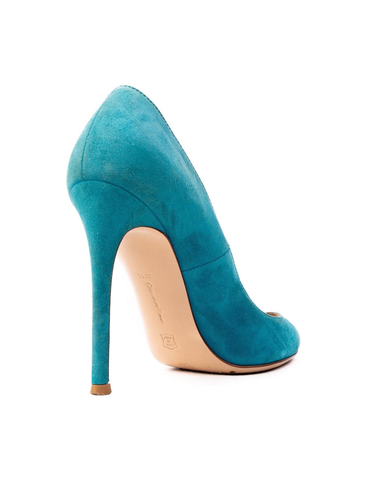 excellent gianvito rossi blue genuine suede stiletto heels