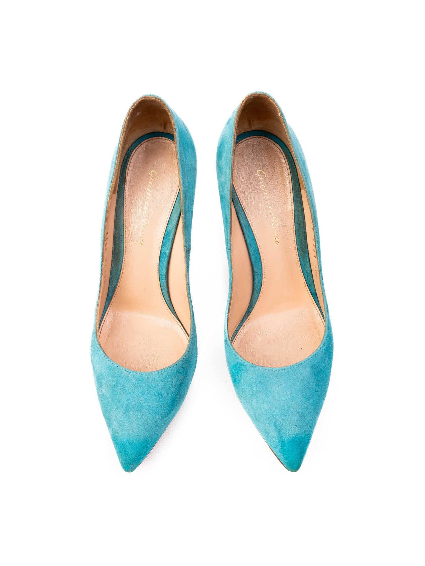 excellent gianvito rossi blue genuine suede stiletto heels