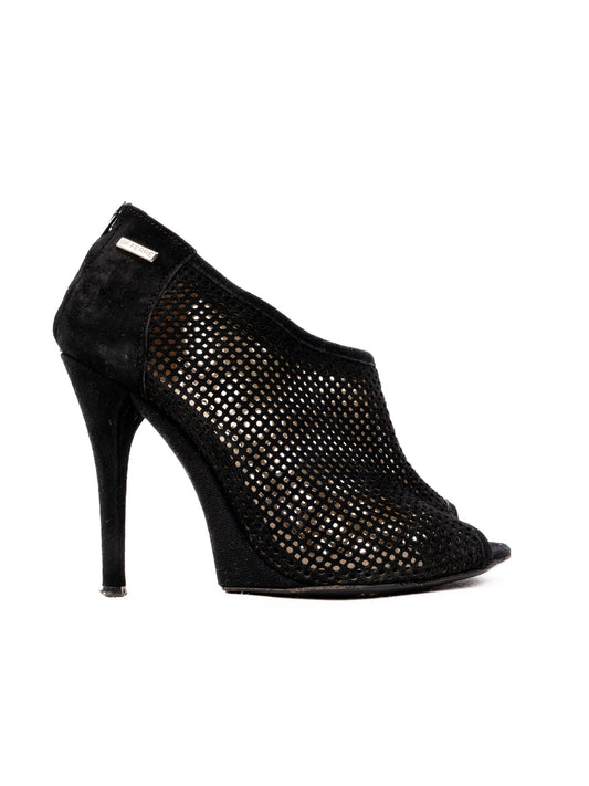 Gianfranco Ferrè Black Genuine Suede Peep Toe High Heels Size 36