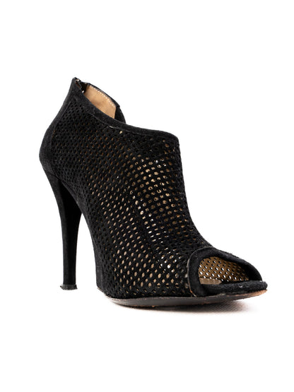 Gianfranco Ferrè Black Genuine Suede Peep Toe High Heels Size 36