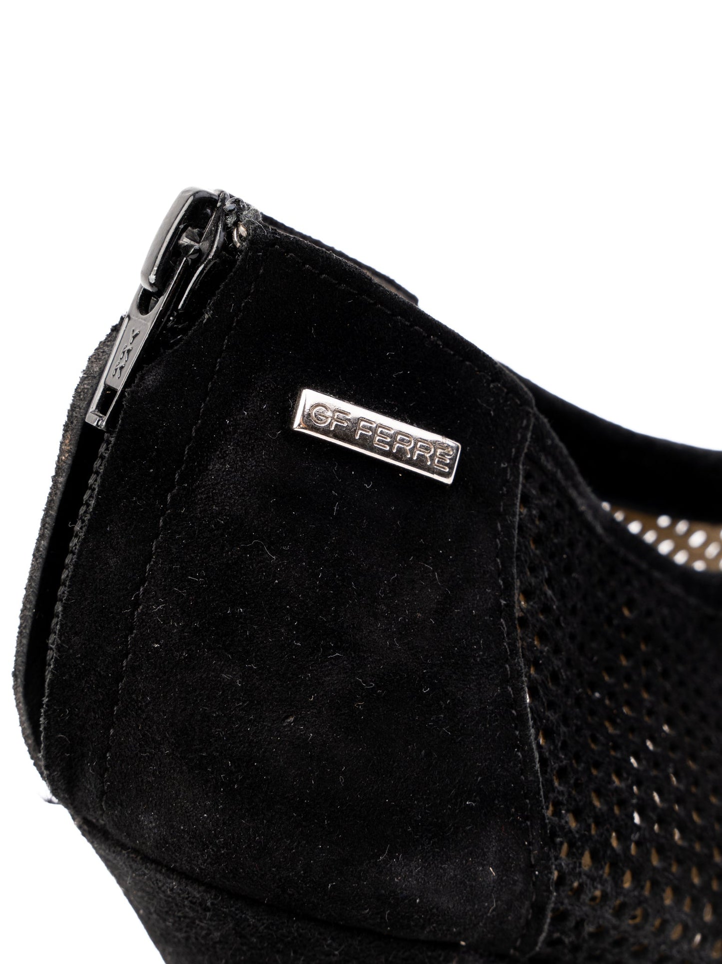 gianfranco ferrè black genuine suede peep toe high heels size 36