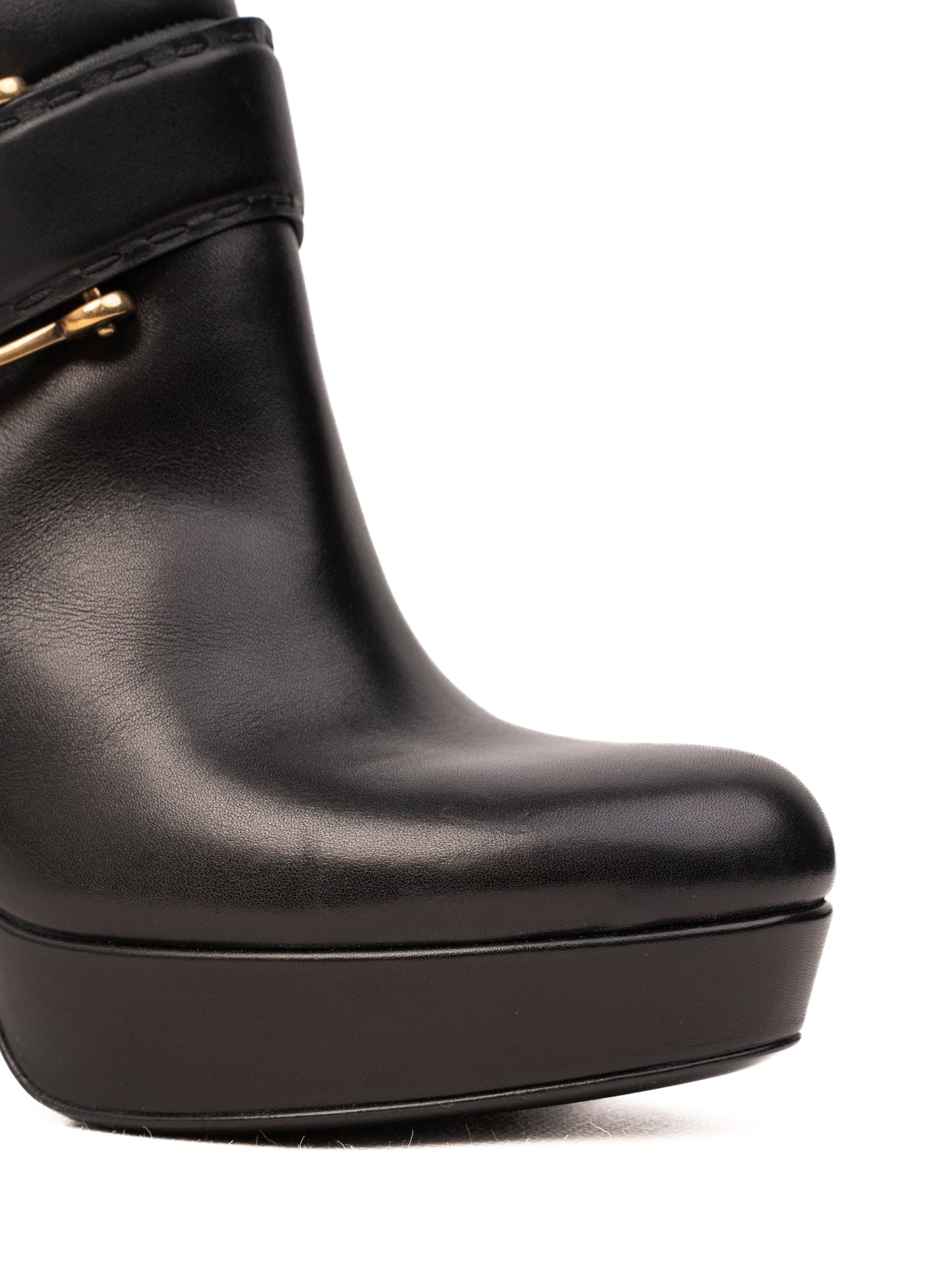 new gucci black high-heeled leather knee-length boots size 36