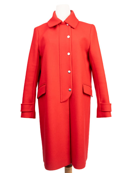 NEW Tara Jarmon Red Wool Button-Up Coat Size S