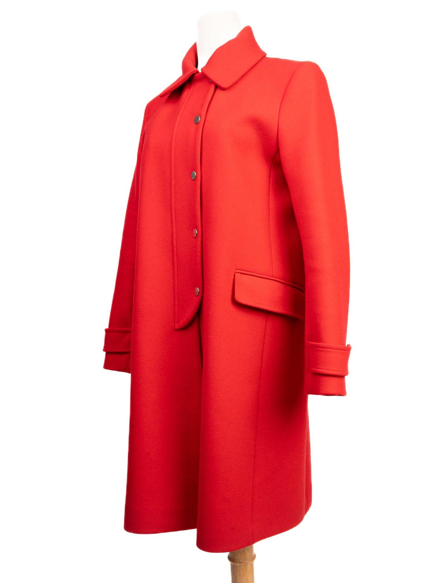 new tara jarmon red wool button-up coat size s
