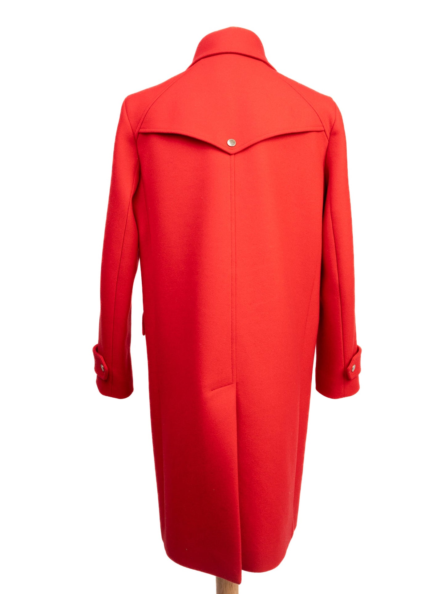 new tara jarmon red wool button-up coat size s