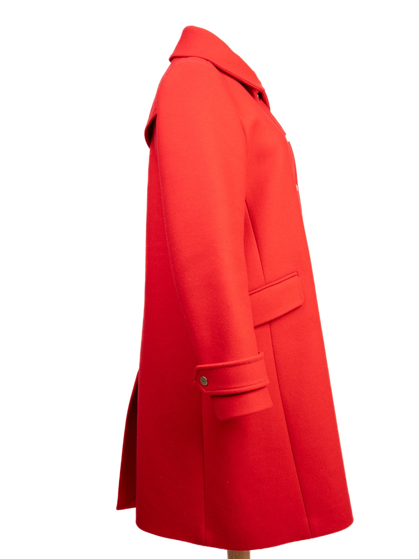 new tara jarmon red wool button-up coat size s