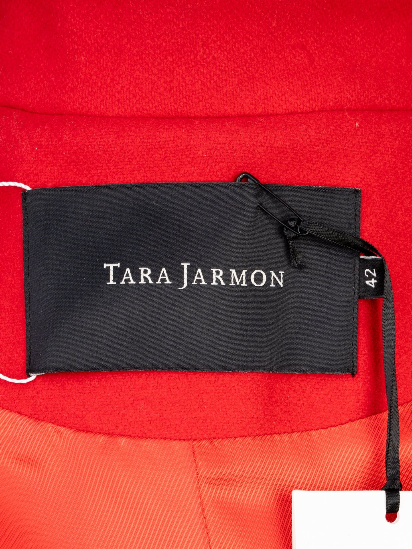 new tara jarmon red wool button-up coat size s