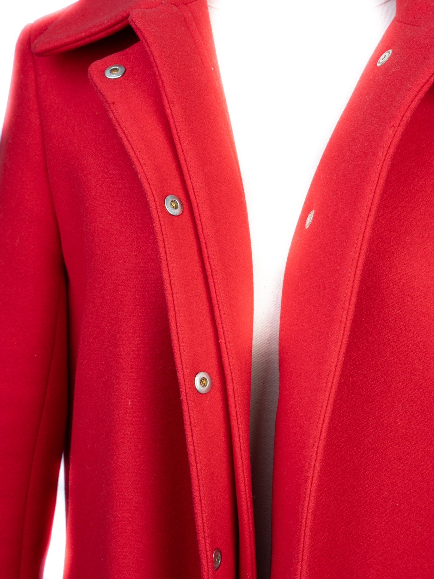 new tara jarmon red wool button-up coat size s