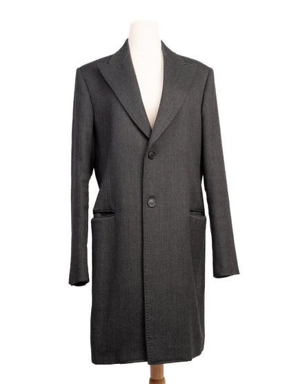 Excellent Emporio Armani Black Wool Overcoat Size L