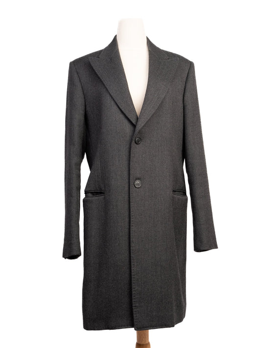 Excellent Emporio Armani Black Wool Overcoat Size L