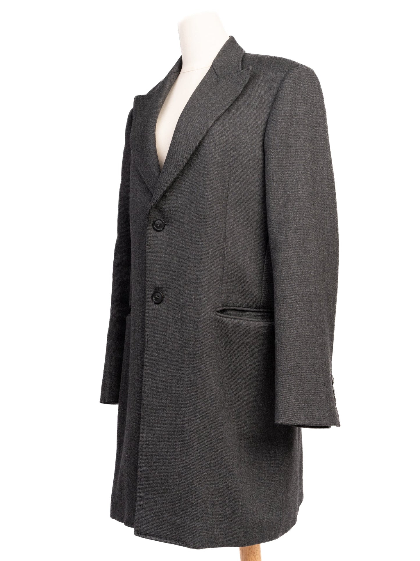 excellent emporio armani black wool overcoat size l