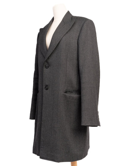 Excellent Emporio Armani Black Wool Overcoat Size L