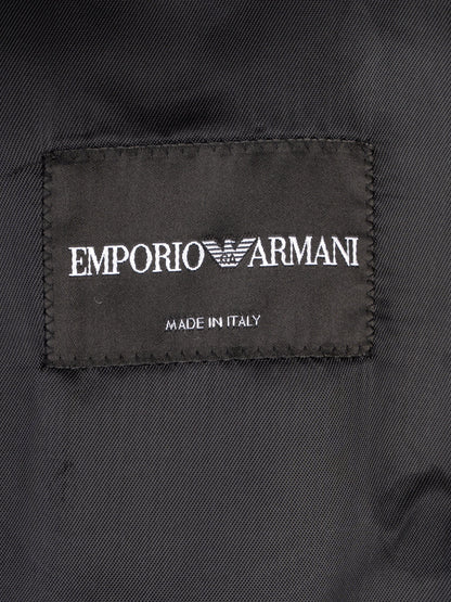 Excellent Emporio Armani Black Wool Overcoat Size L