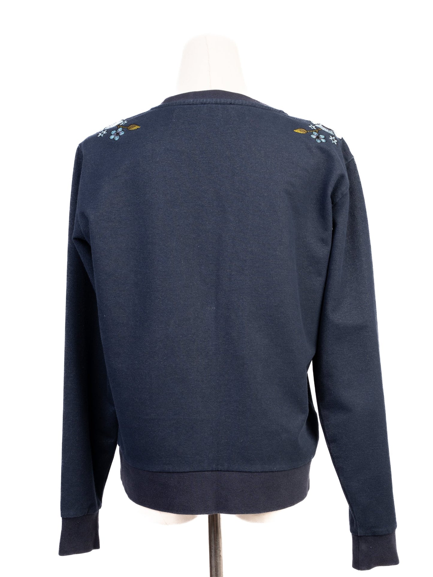 excellent emporio armani women's blue sweatshirt size s with floral embroidery
