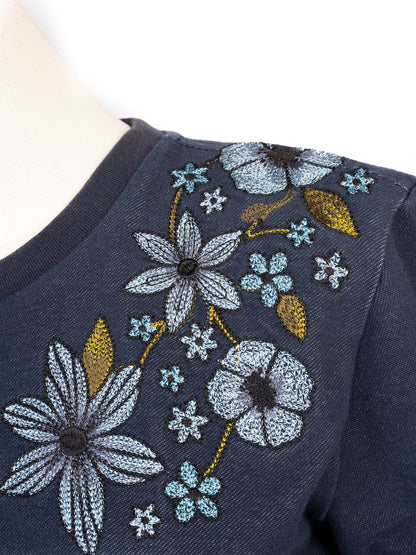 Excellent Emporio Armani Women's Blue Sweatshirt Size S with Floral Embroidery