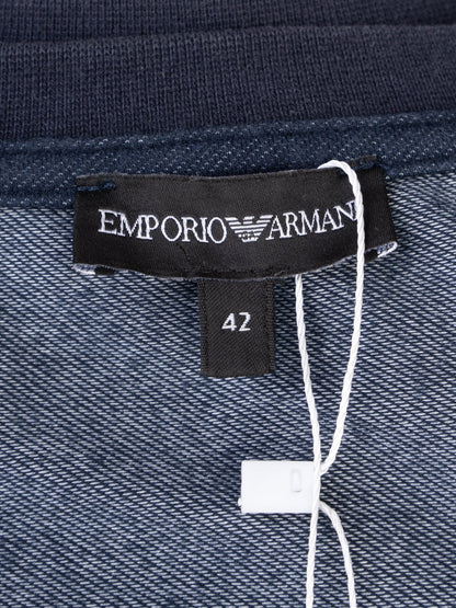 Excellent Emporio Armani Women's Blue Sweatshirt Size S with Floral Embroidery