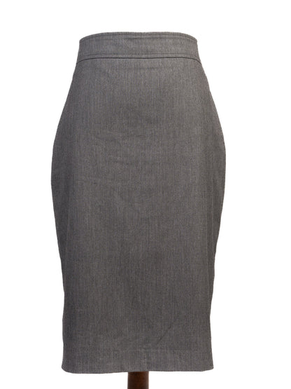 Excellent Reiss Gray Pencil Skirt M Polyester with Pinstripe