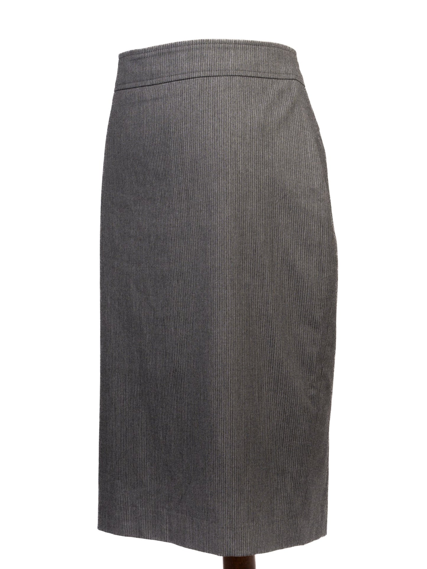 excellent reiss gray pencil skirt m polyester with pinstripe
