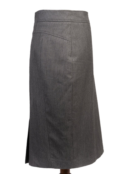 Excellent Reiss Gray Pencil Skirt M Polyester with Pinstripe