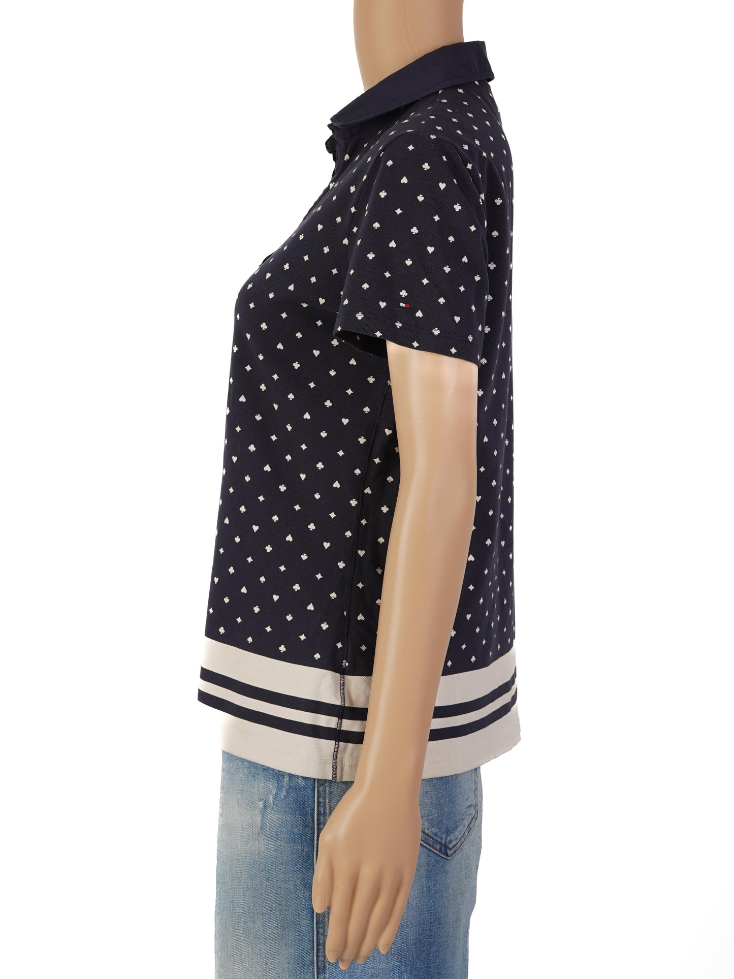 good tommy hilfiger navy polo shirt with stripes for women