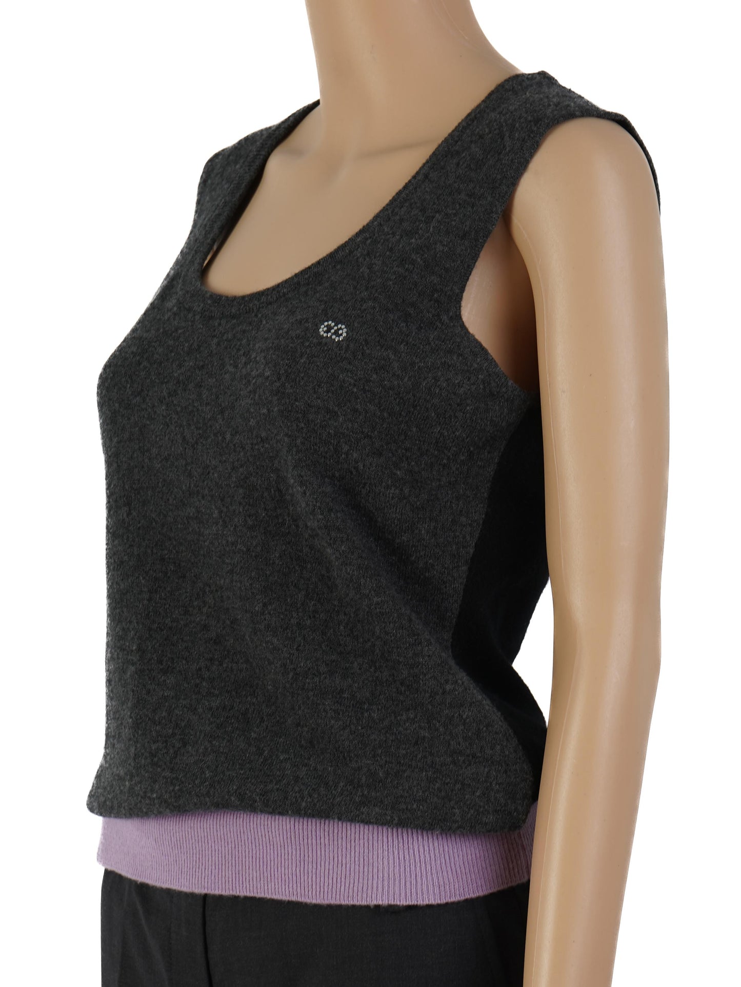 excellent escada wool top dark gray size s with decorative logo