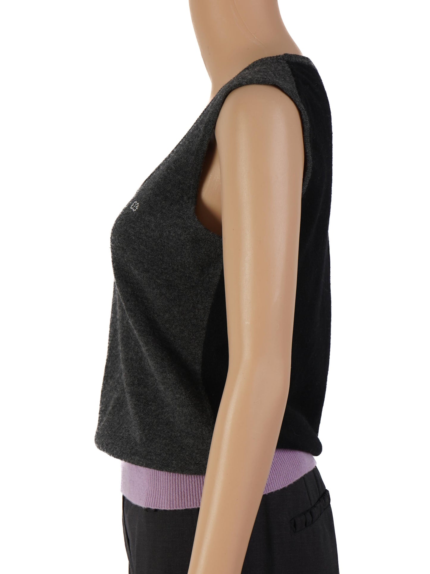 excellent escada wool top dark gray size s with decorative logo