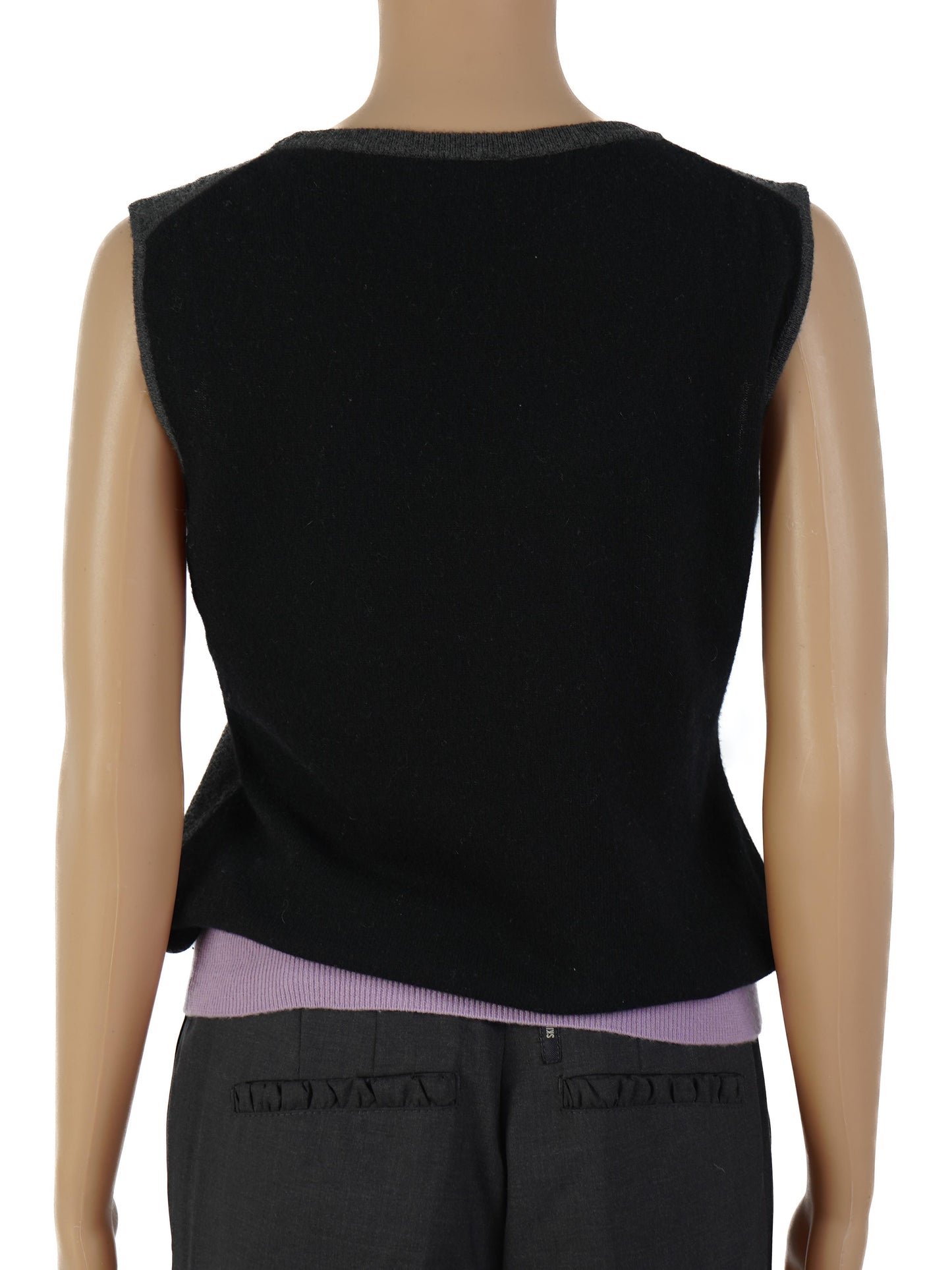 excellent escada wool top dark gray size s with decorative logo