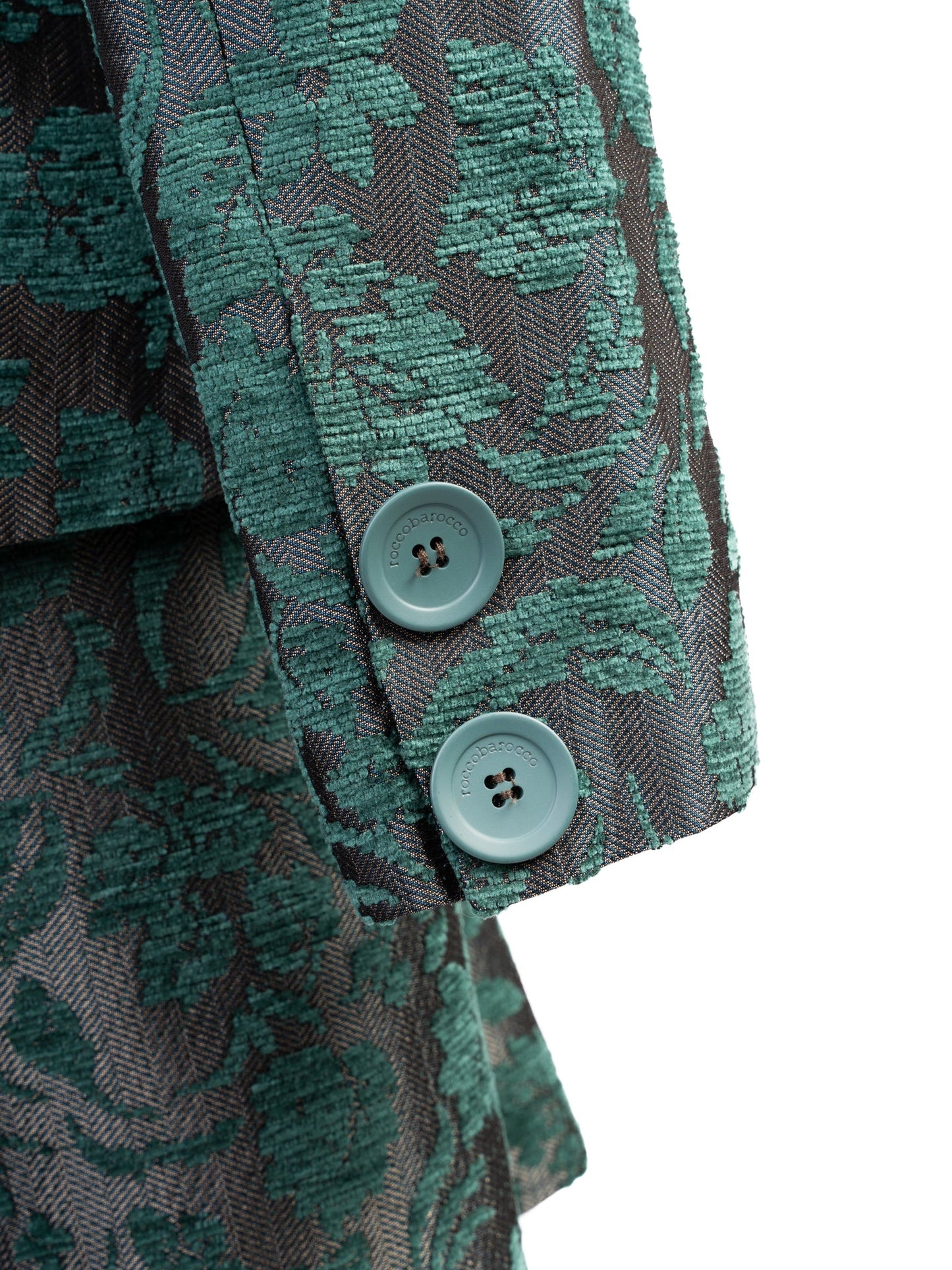 excellent roccobarocco green floral suit viscose jacket & skirt set