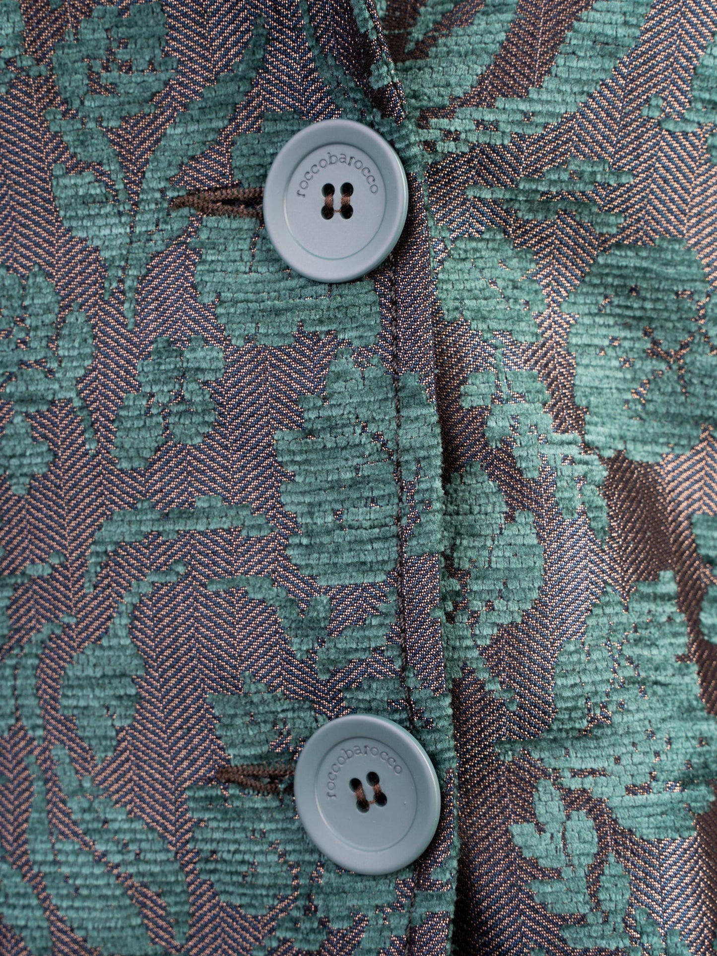 excellent roccobarocco green floral suit viscose jacket & skirt set
