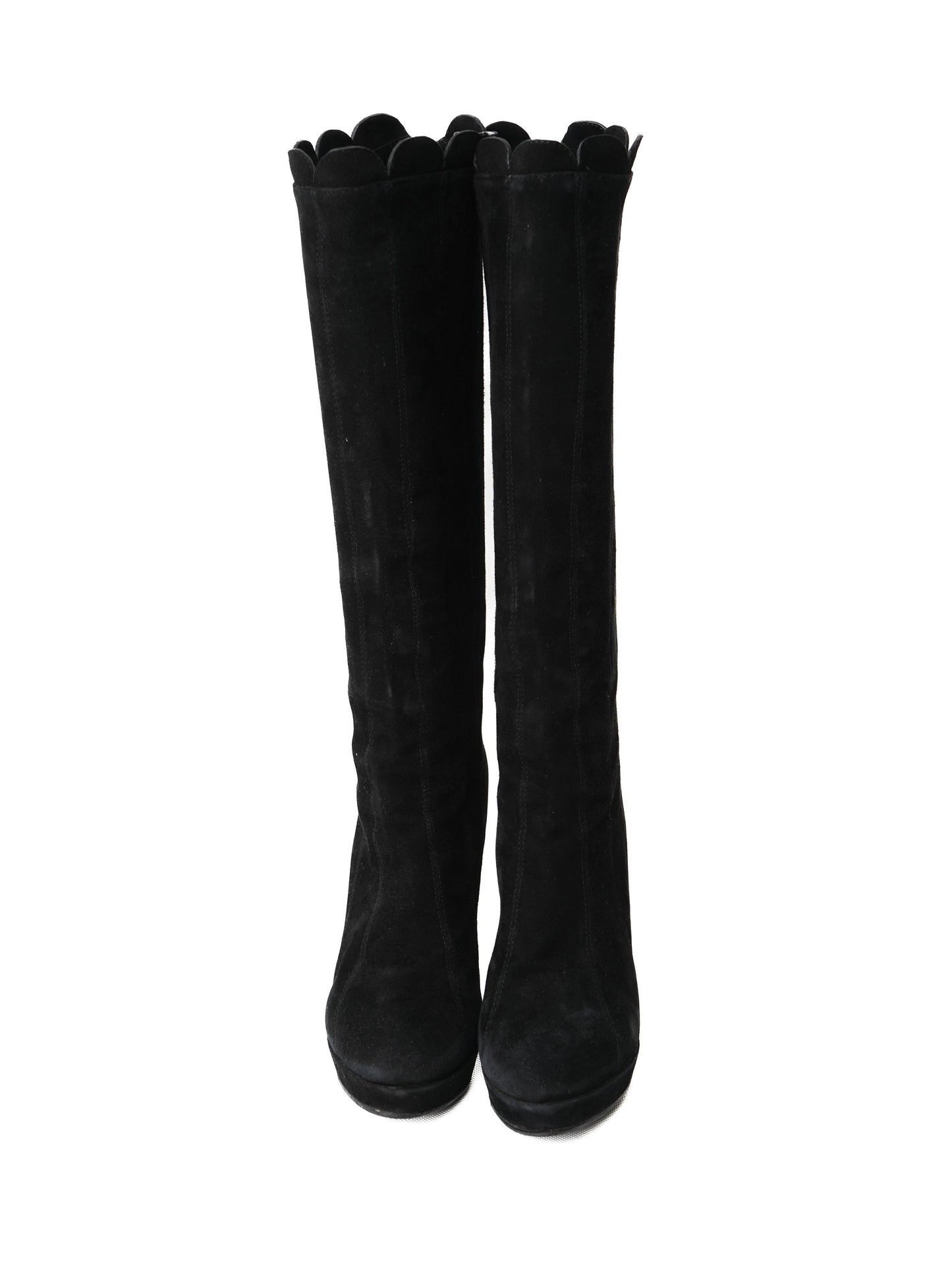 average kenzo black genuine suede knee-high boots size 38.5