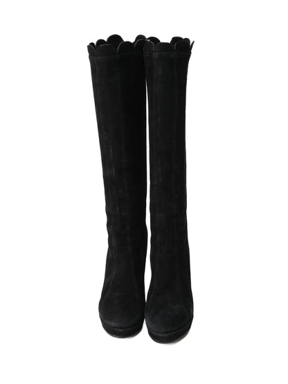 Average Kenzo Black Genuine Suede Knee-High Boots Size 38.5