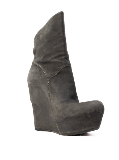 Vic Matie Gray Nubuck Wedge-Heeled Boots Size 36 - Good Condition