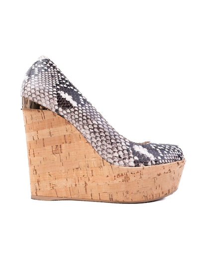 Excellent R&Renzi Wedge-Heeled Shoes Leather Size 36 Snakeskin