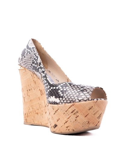 Excellent R&Renzi Wedge-Heeled Shoes Leather Size 36 Snakeskin