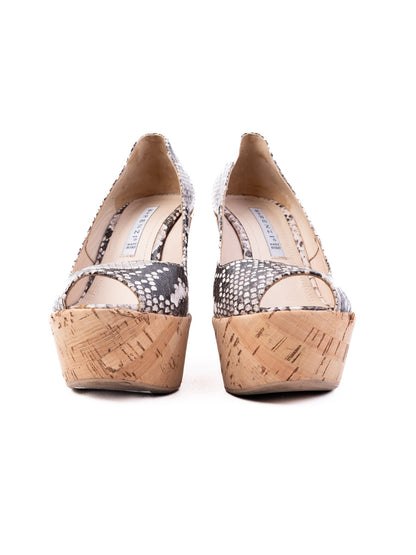 Excellent R&Renzi Wedge-Heeled Shoes Leather Size 36 Snakeskin