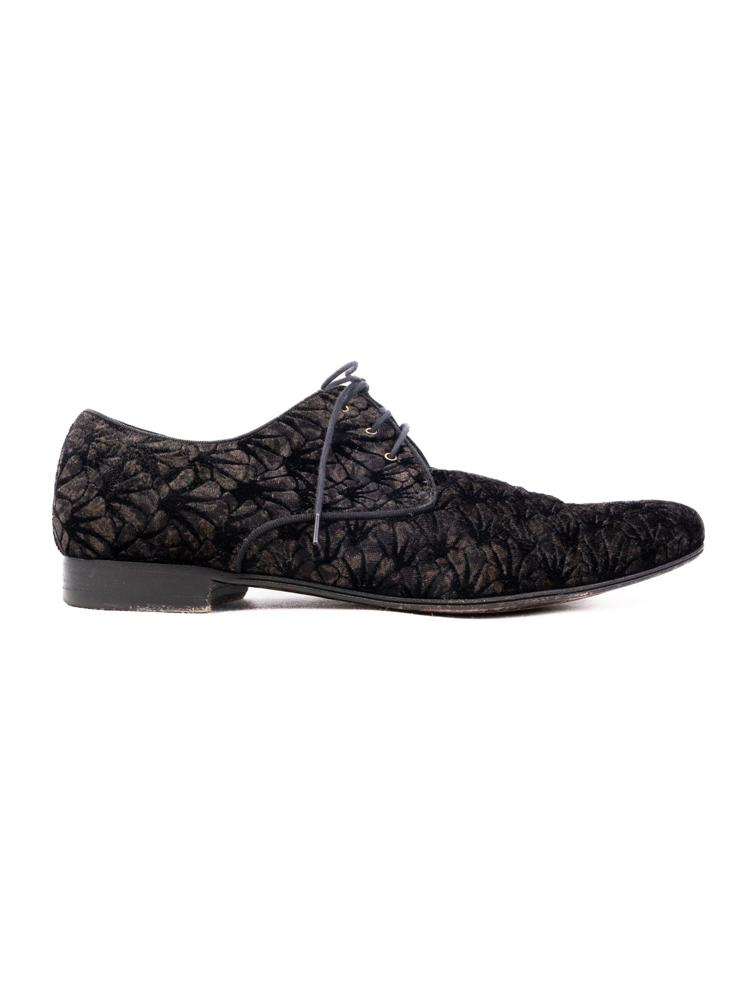 excellent dolce gabbana black velvet lace-up shoes size 43