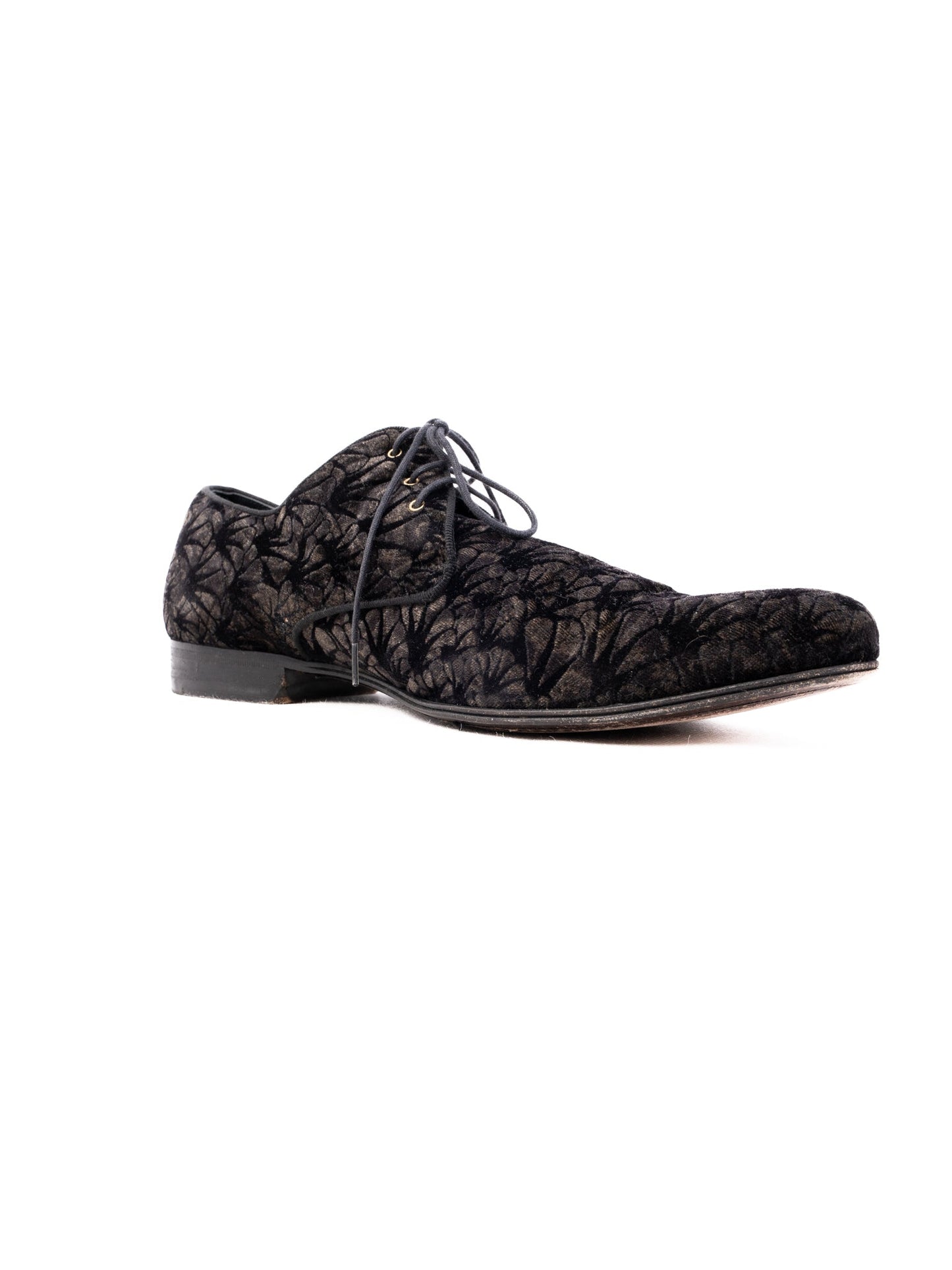 excellent dolce gabbana black velvet lace-up shoes size 43