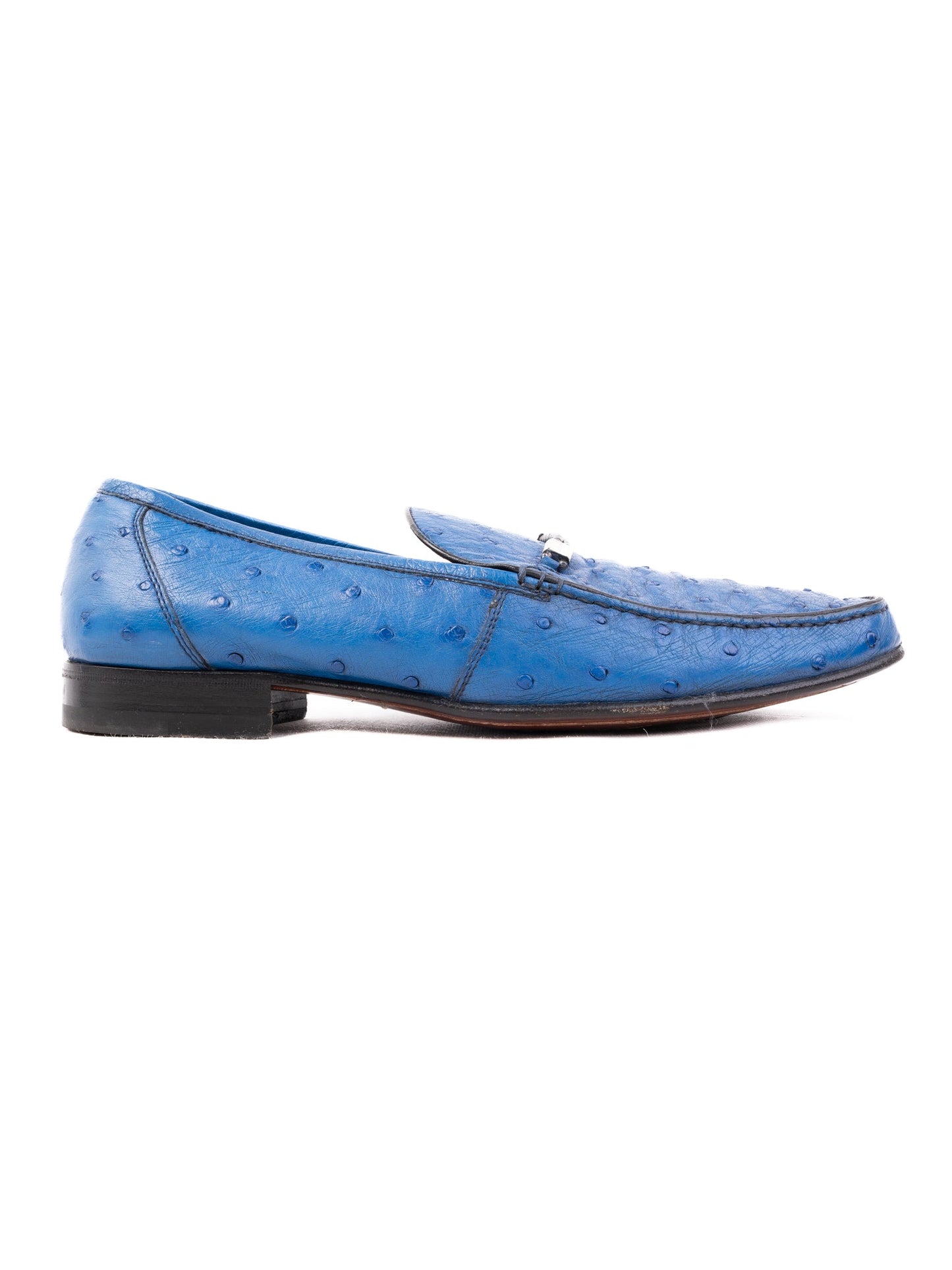 excellent a.testoni blue leather loafers size 43.5 for men
