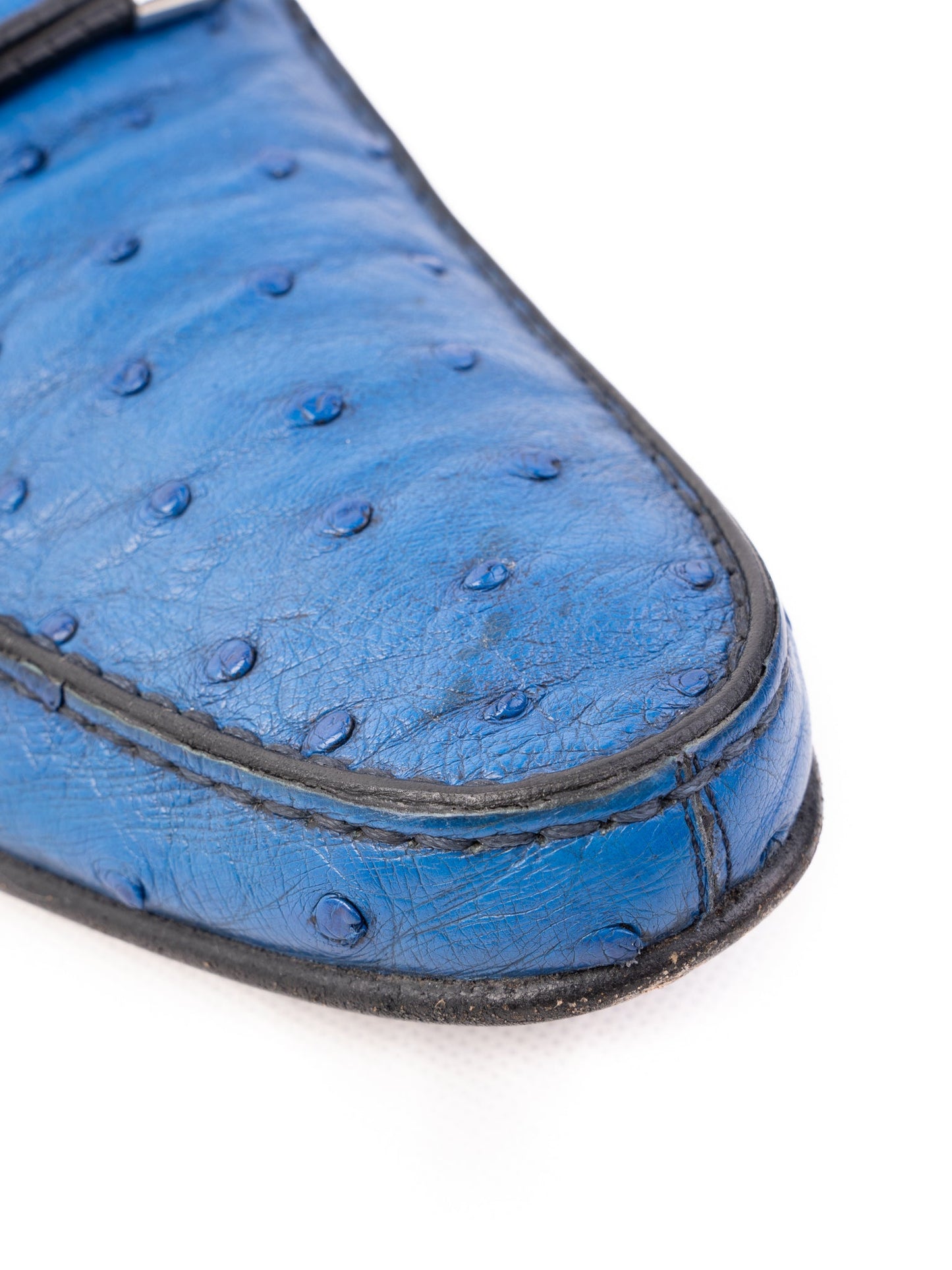 excellent a.testoni blue leather loafers size 43.5 for men