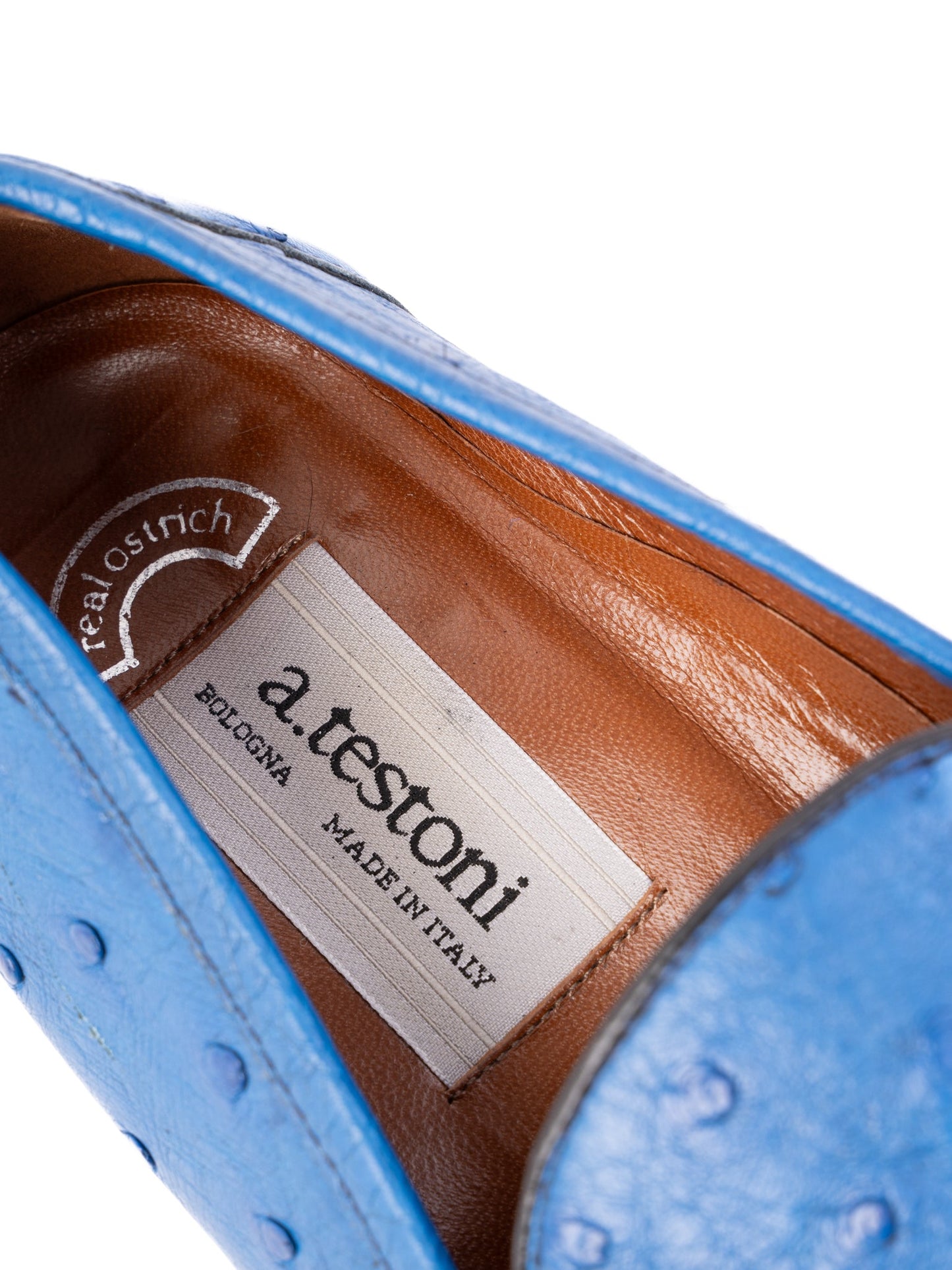 excellent a.testoni blue leather loafers size 43.5 for men