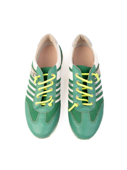 Excellent Walk Safari Green Leather Sneakers Size 37 Athletic Casual