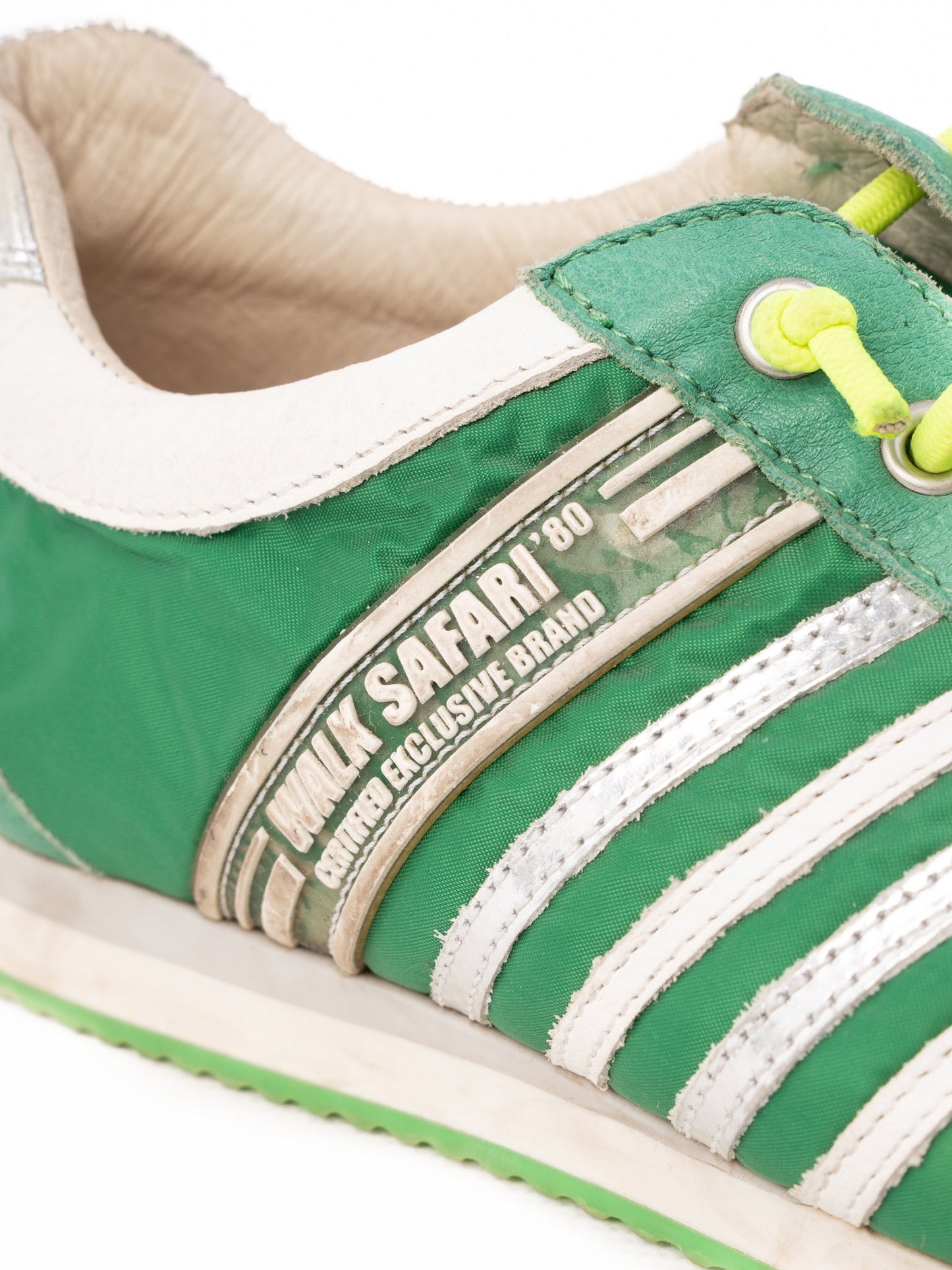 excellent walk safari green leather sneakers size 37 athletic casual