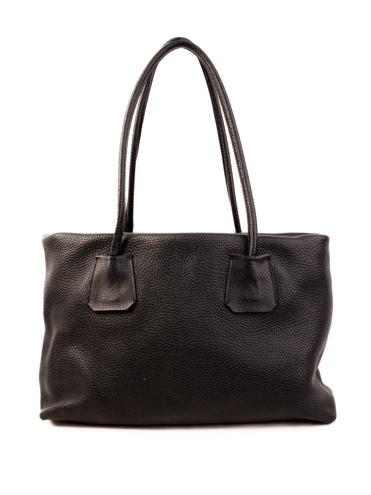 average condition burberry black leather tote bag for women