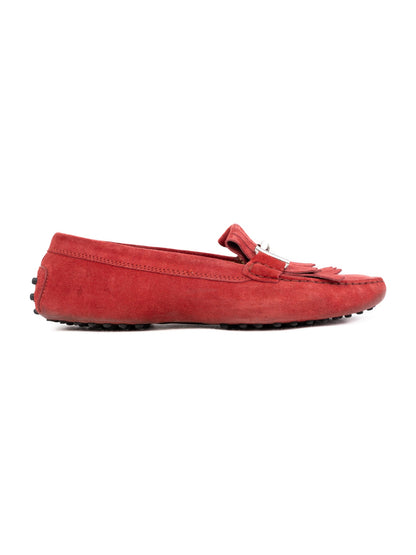 EXCELLENT Tod's Red Suede Leather Moccasin Shoes Size 39
