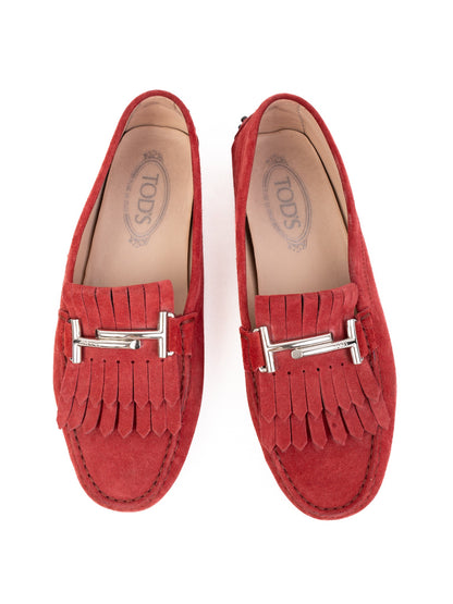 EXCELLENT Tod's Red Suede Leather Moccasin Shoes Size 39